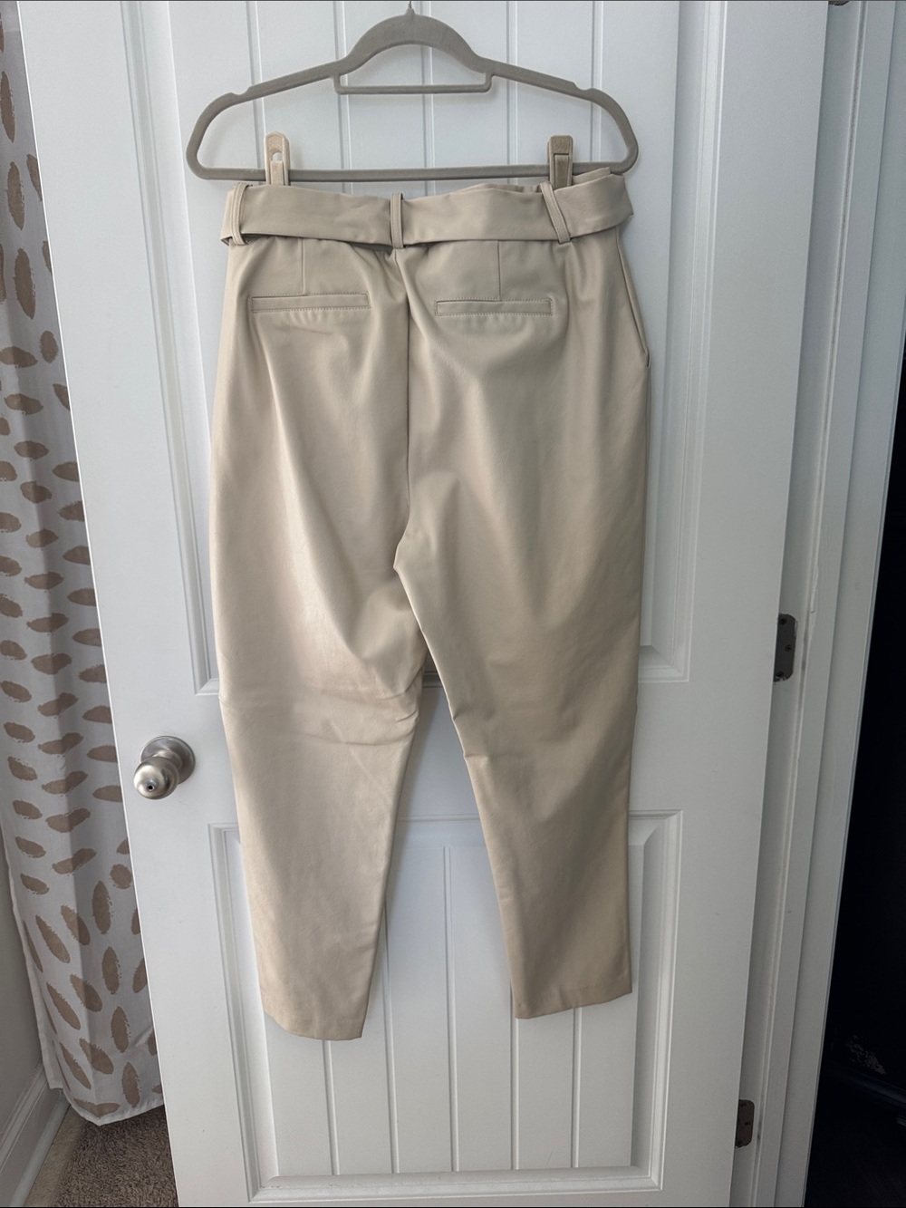 BBJ Los Angeles High-Rise Paperbag Tapered Belted Trousers - Cream - Picture 2 of 4